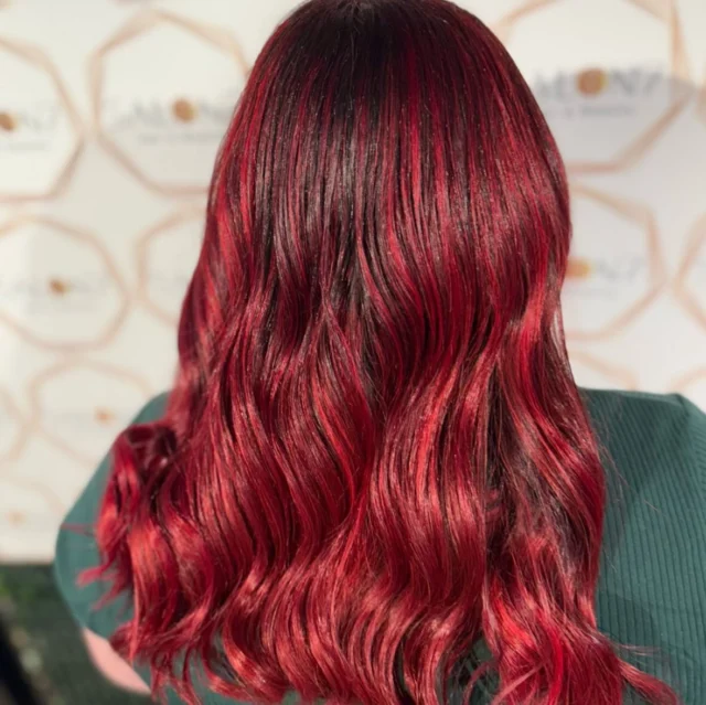 Vibrant cherry  red balayage 🍒